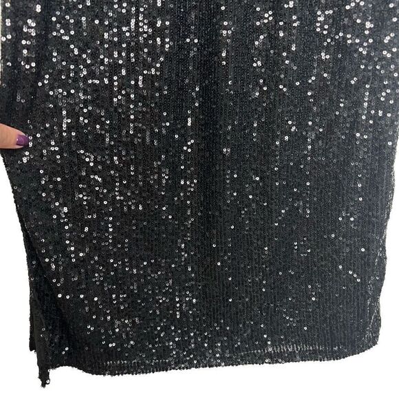 Betsey Johnson Black Sequin Side Slits Midi Dress Size Small - Picture 8 of 13